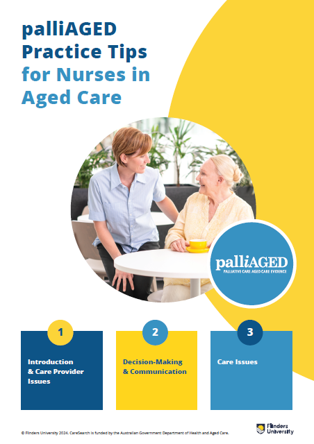 palliAGED Practice Tips for nurses in Aged Care front cover