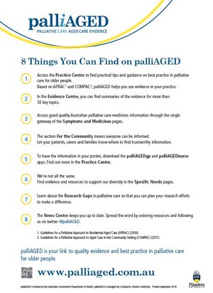 Image of the 8 things you can find on palliAGED fact sheet