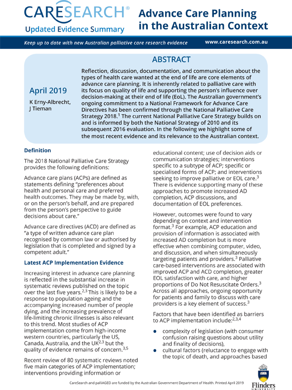 Summary Document: Advance Care Planning in the Australian Context