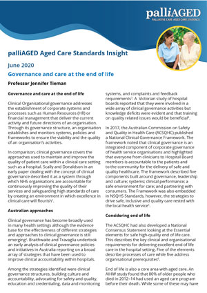 palliAGED Aged Care Standards Insight - May 2020