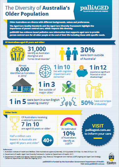 screenshot of the palliAGED Diversity of Australia's Older Population Infographic